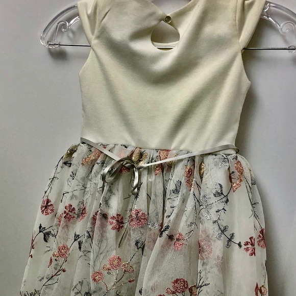 ZunieDress Pink Gray Floral Shimmering Girls 5 - Picture 2 of 4